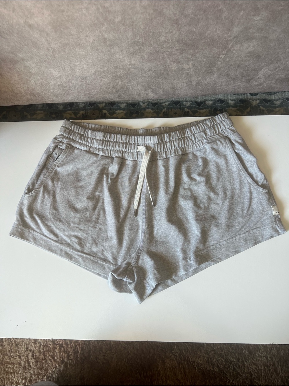 Vuori Light Gray Athletic Knit Shorts